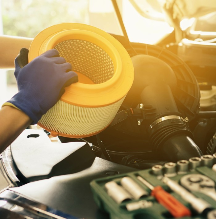 car cabin air filter being replaced